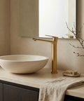 Bamboo Tall Brushed Gold Single Hole Bathroom Faucet