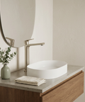 Bamboo Tall Brushed Nickel Single Hole Bathroom Faucet 