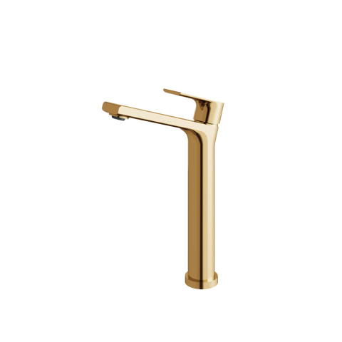 Bamboo Tall Polished Gold Single Hole Bathroom Faucet-1