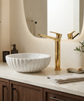 Bamboo Tall Polished Gold Single Hole Bathroom Faucet