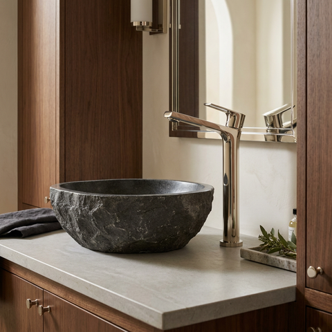 Bamboo Tall Polished Nickel Single Hole Bathroom Faucet 