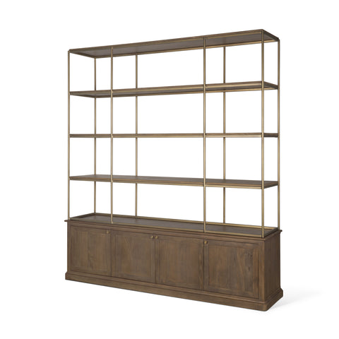 Baron 4 Door Dark Brown Solid Mango Wood Shelving Unit -1