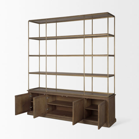 Baron 4 Door Dark Brown Solid Mango Wood Shelving Unit -6