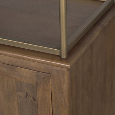 Baron 4 Door Dark Brown Solid Mango Wood Shelving Unit -7