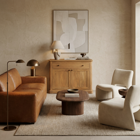 Baron Light Brown Mango Wood Accent Cabinet