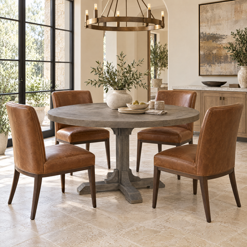 Barrett 54" Brown Mango Wood Round Dining Table 