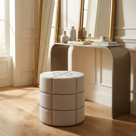 Beacon Cream Fabric Ottoman 