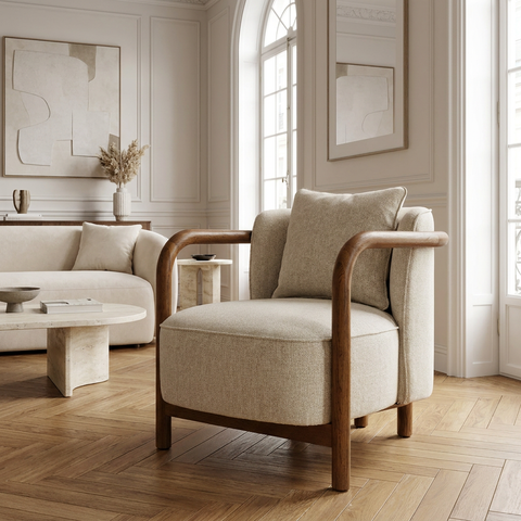 Beatrice Cream Fabric Accent Chair