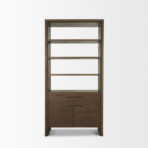 Belford Dark Brown Solid Oak Shelving Unit-2
