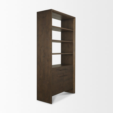 Belford Dark Brown Solid Oak Shelving Unit-3