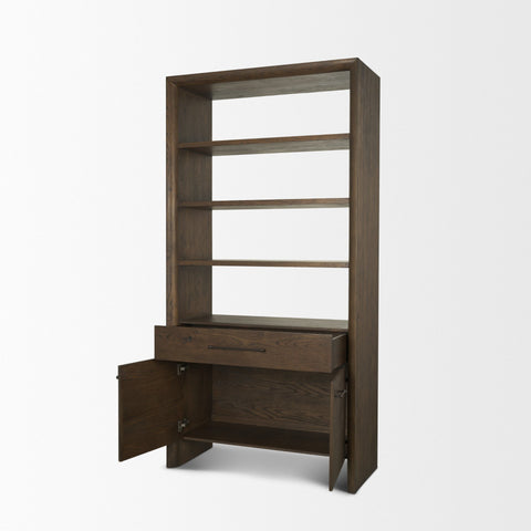 Belford Dark Brown Solid Oak Shelving Unit-6