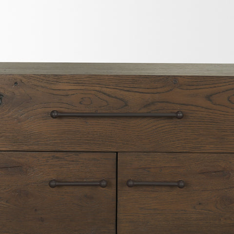 Belford Dark Brown Solid Oak Shelving Unit-7
