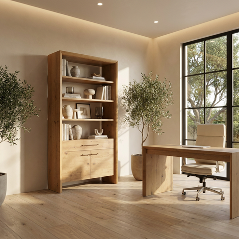 Belford Light Brown Solid Oak Shelving Unit 