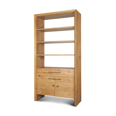 Belford Light Brown Solid Oak Shelving Unit -1