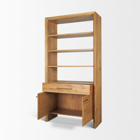 Belford Light Brown Solid Oak Shelving Unit -8