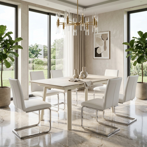 Bellaro Travertine Extendable Dining Table