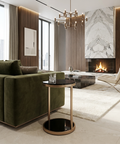 Benjamin Black Glass and Antique Brass End Table 