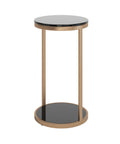 Benjamin Black Glass and Antique Brass End Table -1
