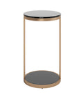 Benjamin Black Glass and Antique Brass End Table -2