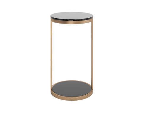 Benjamin Black Glass and Antique Brass End Table -2