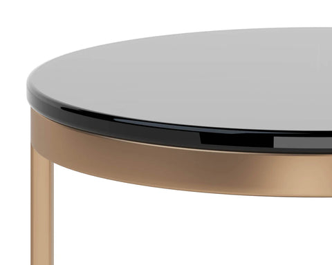 Benjamin Black Glass and Antique Brass End Table -4