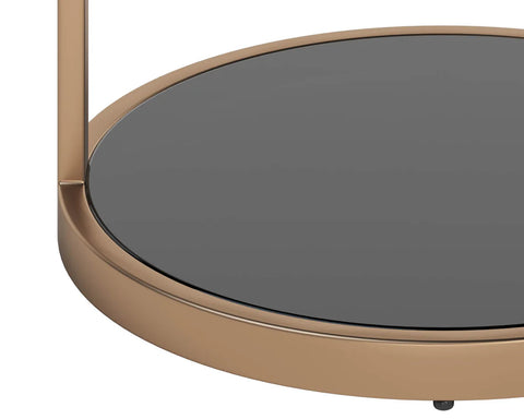 Benjamin Black Glass and Antique Brass End Table -5
