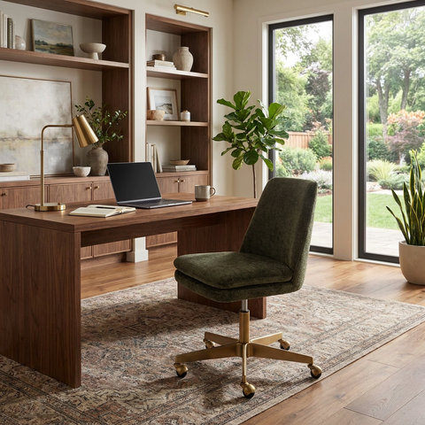 Berget Bergen Olive Fabric Swivel Office Chair 