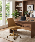 Berget Gold Sky Fabric Swivel Office Chair