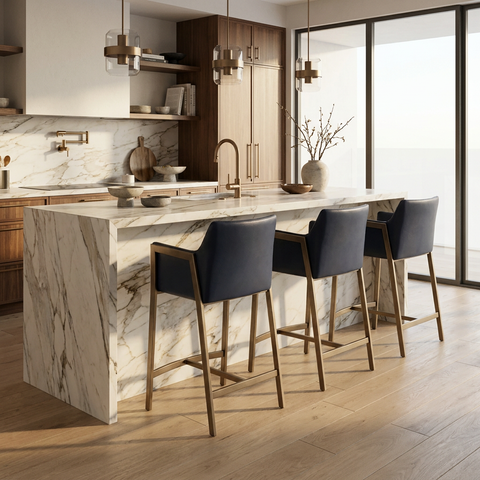 Bernadette Admiral Modern Faux Leather Counter Stool 