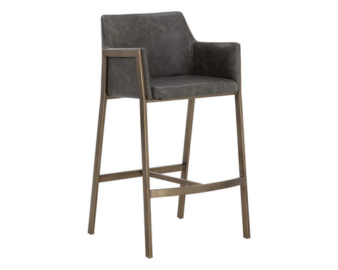 Bernadette Grey Modern Faux Leather Counter Stool-1