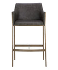 Bernadette Grey Modern Faux Leather Counter Stool-3
