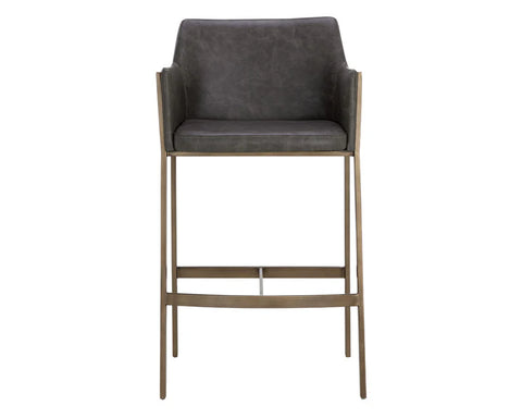 Bernadette Grey Modern Faux Leather Counter Stool-3