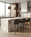 Bernadette Grey Modern Faux Leather Counter Stool