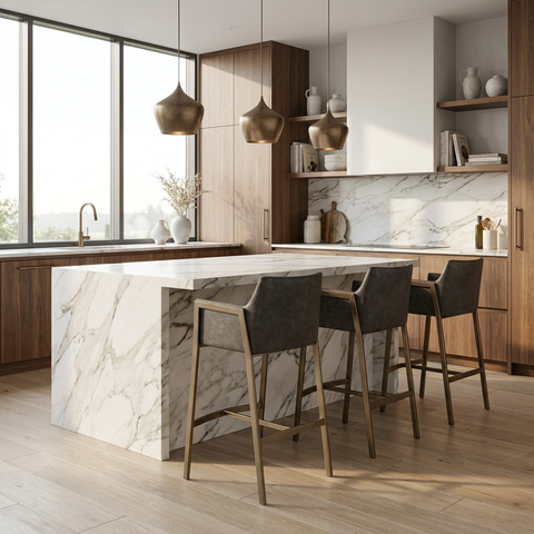 Bernadette Grey Modern Faux Leather Counter Stool