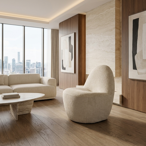 Beverly Beige Chenille Accent Chair