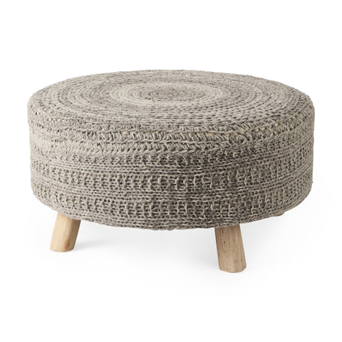 Bina Dark Grey Wool Stool -1