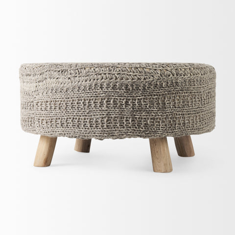 Bina Dark Grey Wool Stool -4