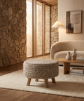 Bina Light Grey Wool Stool 