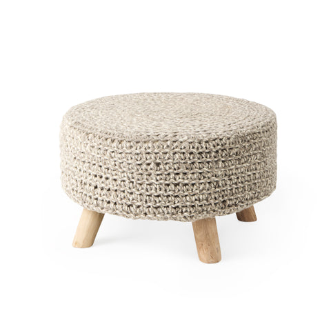 Bina Light Grey Wool Stool -1