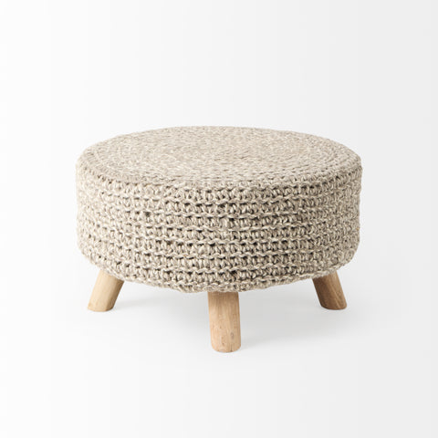Bina Light Grey Wool Stool -3