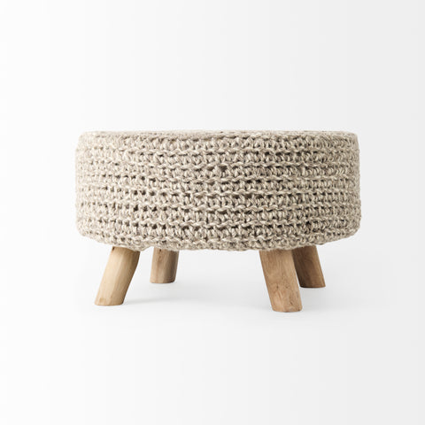 Bina Light Grey Wool Stool -4