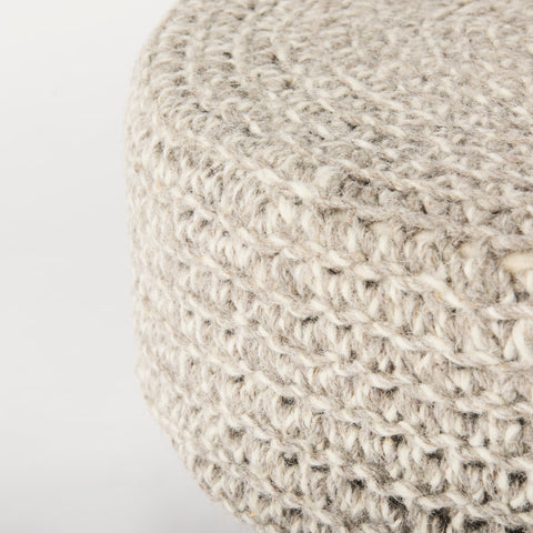 Bina Light Grey Wool Stool -6