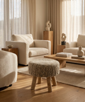 Bina Taupe Wool Accent Stool 