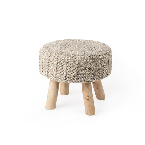 Bina Taupe Wool Accent Stool -1