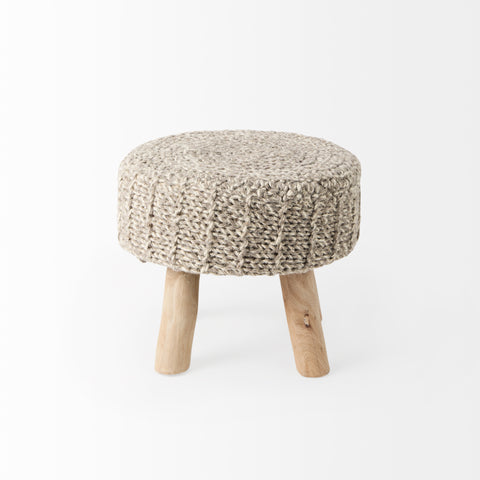 Bina Taupe Wool Accent Stool -2