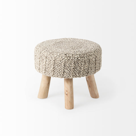 Bina Taupe Wool Accent Stool -3