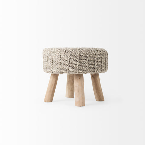 Bina Taupe Wool Accent Stool -4