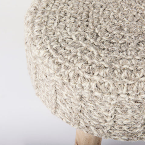 Bina Taupe Wool Accent Stool -6