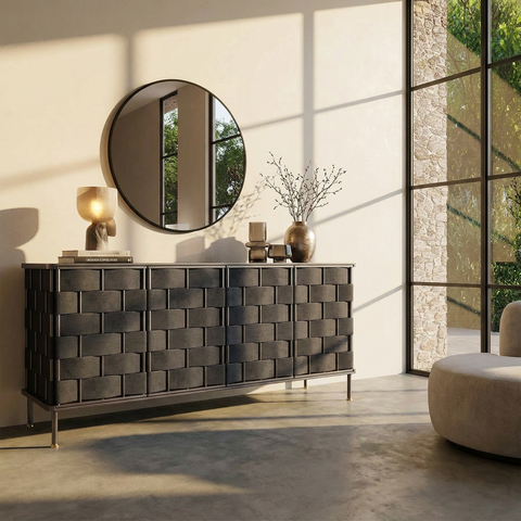 leather sideboard storage cabinet