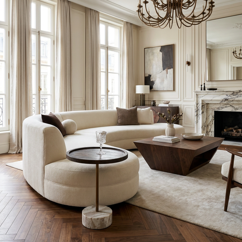 Braiden Walnut Mango Wood and Marble End Table 